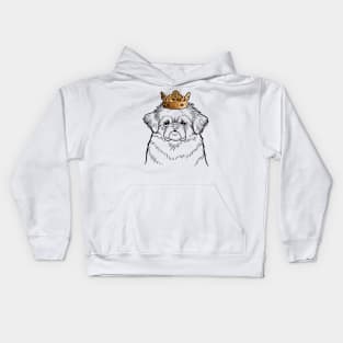 Tibetan Spaniel Dog King Queen Wearing Crown Kids Hoodie